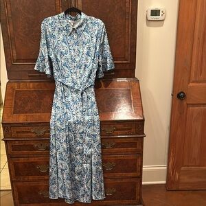 Floral Blue Midi Dress